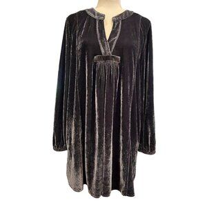 Indigo Soul Blue Velvet Tunic Dress L Long Sleeve‎ Women's Blouse